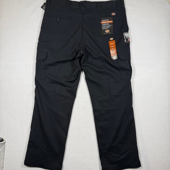 Dickies Flex Cargo Pants Mens 40x30 Black Regular Fit Straight Leg Work Trousers - Picture 10 of 11